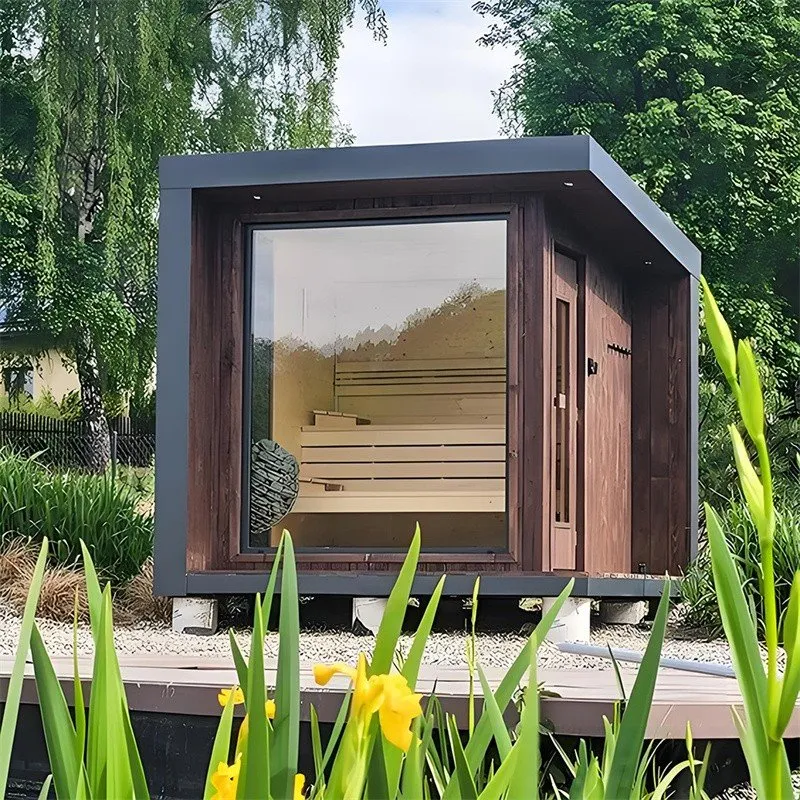 Ruudukujuline Red Cedar saunatuba aknaga eraklubidele